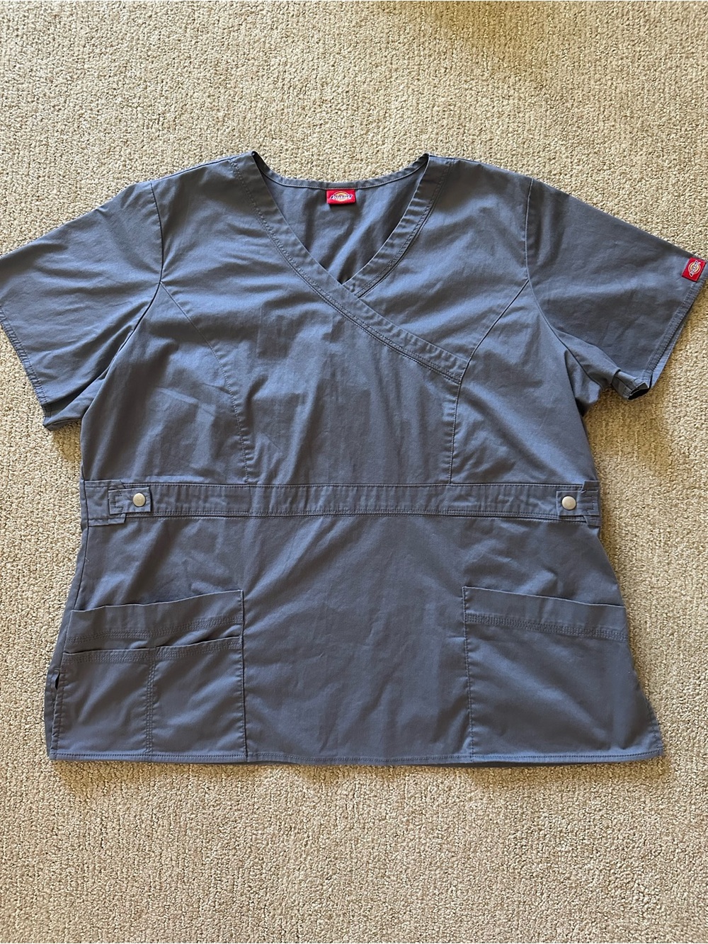 Dickies EDS Signature Mock Wrap Scrub Top - Pewter Grey Nurse Medical Uniform XL